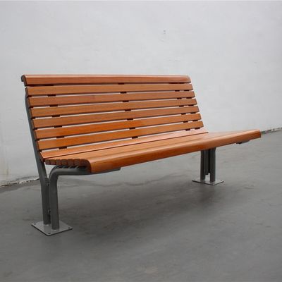 Flange Surface Mounted Outdoor Wooden Bench With Backrest OEM ODM