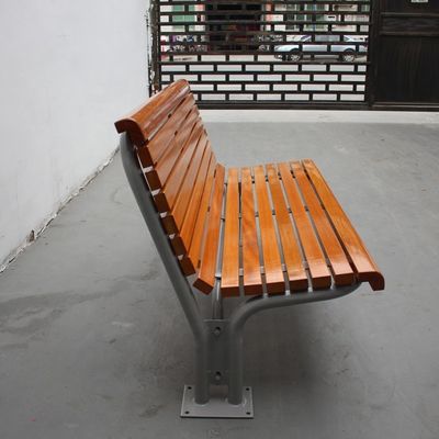 Flange Surface Mounted Outdoor Wooden Bench With Backrest OEM ODM