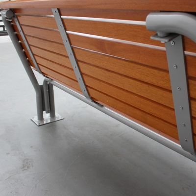 Flange Surface Mounted Outdoor Wooden Bench With Backrest OEM ODM
