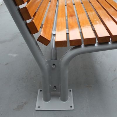 Flange Surface Mounted Outdoor Wooden Bench With Backrest OEM ODM