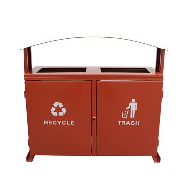 Powder coated steel 120L rectangular outdoor metal recycling garbage waste bin outdoor furniture street garbage bins