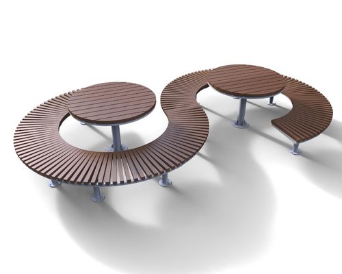 Curved S Shaped Picnic Table And Bench Set With Hot Dip Galvanized Finish